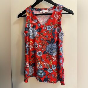 NWOT LOFT scarlet red/orange floral blouse tank